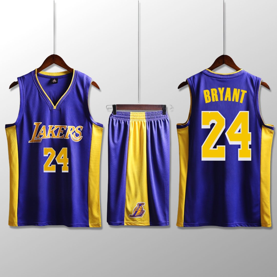 Bộ quần áo bóng rổ Kobe - Tím sọc vàng