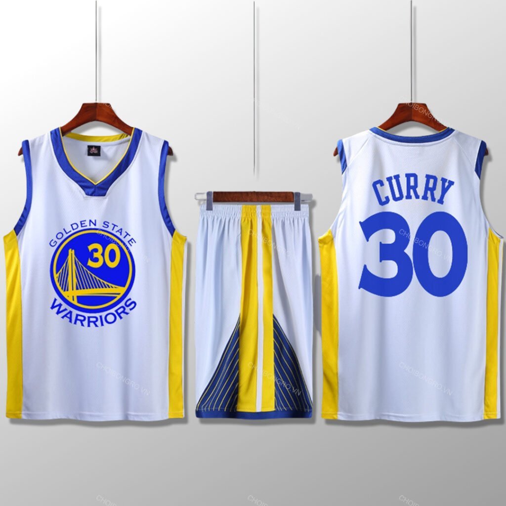 Bộ quần áo bóng rổ Curry - Trắng
