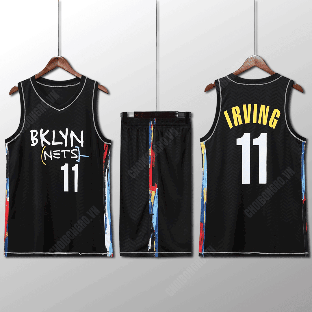 Bộ quần áo bóng rổ Kyrie Nets - City Editions 2021 Đen