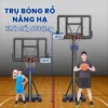 Trụ Bóng Rổ Nâng Hạ Di Động 1m45–3m05 – Bảng PET Trong Suốt, Đế Đổ Nước/Cát, Chịu Lực Ổn Định