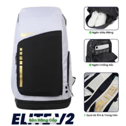Balo Bóng Rổ Nike Air Hoop Elite V2 - Bản Nâng Cấp - Quai Đeo Air Trong Suốt & Ngăn Đựng Giày Riêng