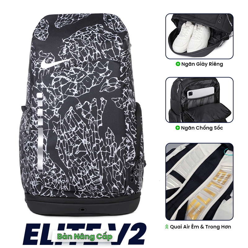 Balo Nike Air Hoop Elite V2 Nâng Cấp - Cracked Đen
