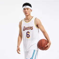 Áo Jersey Lakers / James #6 Trắng - Heat Press / Decal Nhiệt
