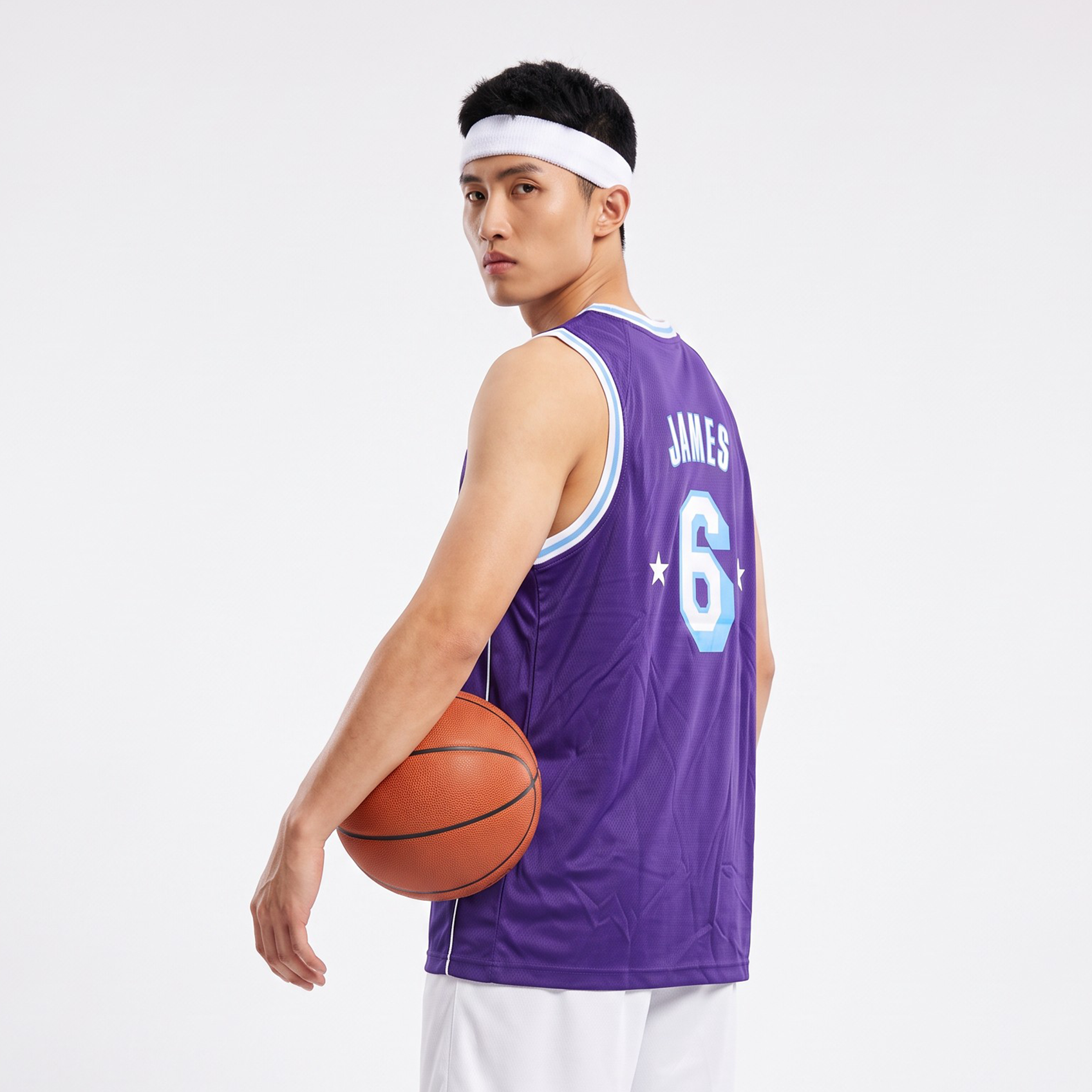 Áo Jersey Lakers / James #6 Tím - Heat Press / Decal Nhiệt - Ảnh 2