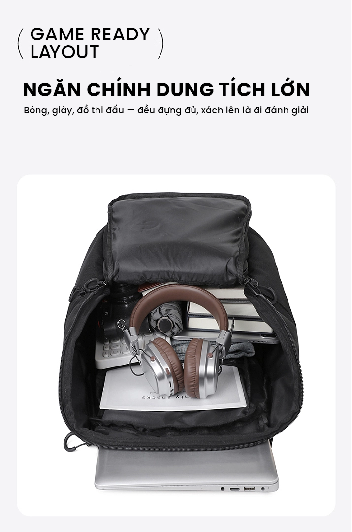 Ngăn chính dung tích lớn của Balo bóng rổ Elite V3
